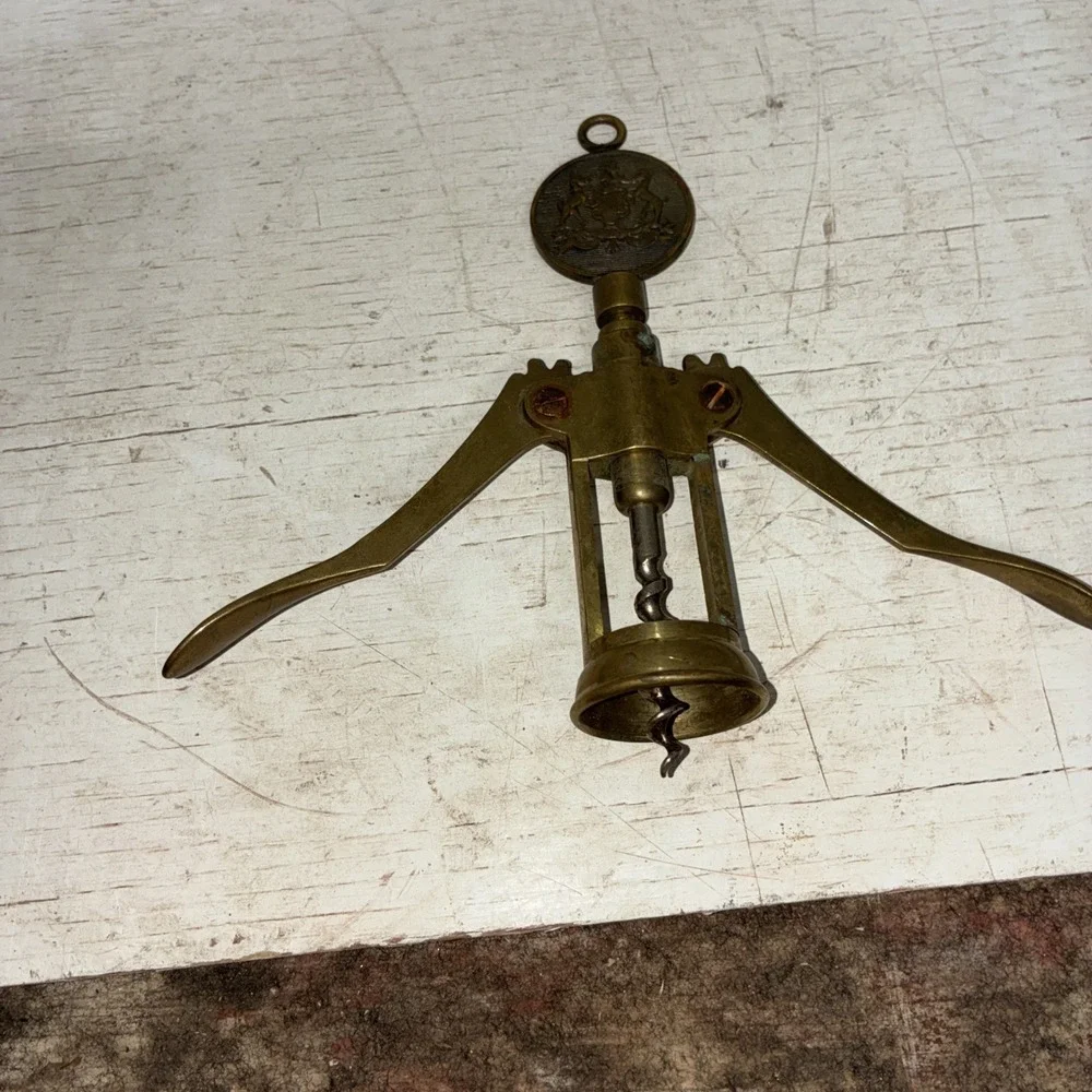 Vintage Italian Brass Corkscrew Bottle Opener